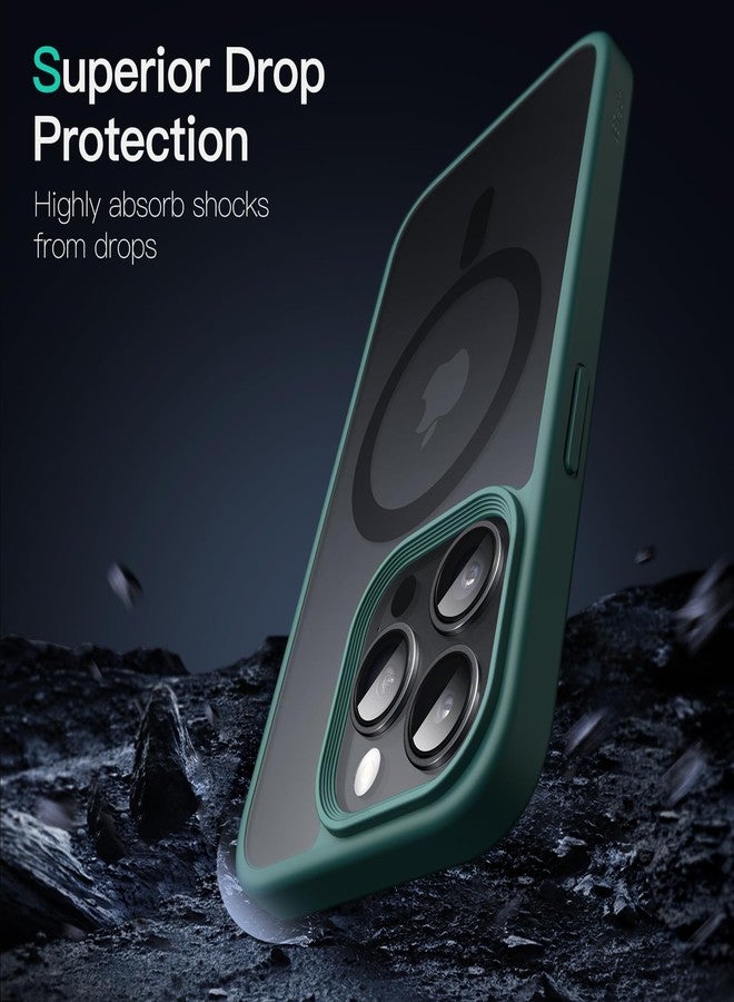 جي تيك جراب مغناطيسي من JETech لهاتف iPhone 15 Pro Max مقاس 6.7 بوصة متوافق مع MagSafe، غطاء خلفي شفاف غير لامع، نحيف ومقاوم للصدمات (أخضر داكن) - Image 5